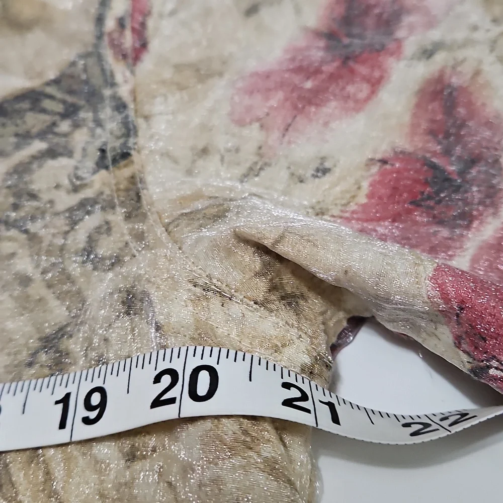 Chico's Design Shimmering Gold Floral Women's Jacket Style Shirt Size 1 #1031 - Picture 11 of 16